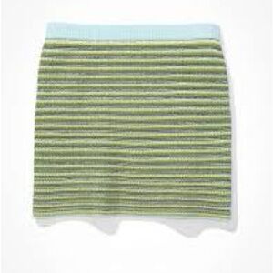 American Eagle Outfitters Green and Blue Striped Mini Skirt